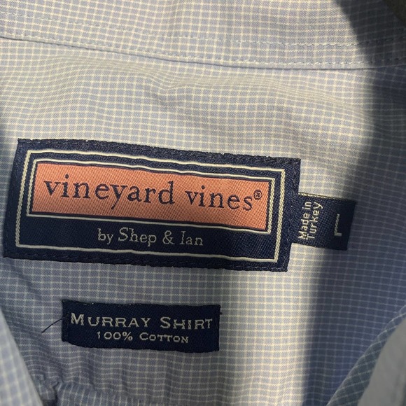 Vineyard Vines Murray Shirt Mens Large Blue‎ Gingham Button Down Long Sleeves - Picture 5 of 5